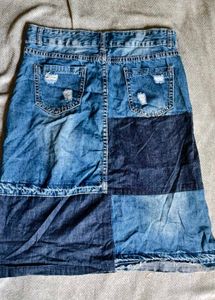 10286. Patchwork Denim Mini Skirt