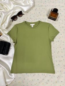 Solid Green Casual T-Shirt