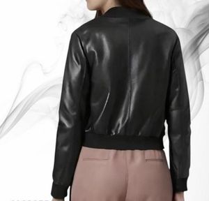 Black Faux Leather Bomber Jacket