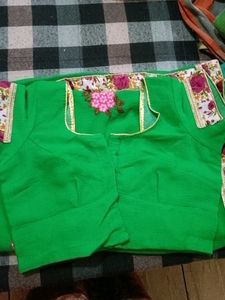 Green Saree with Floral Border