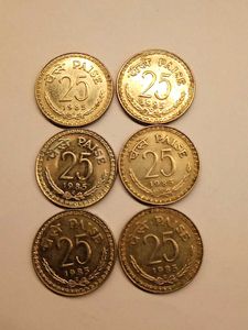 6 Pcs Of 25 Paise For Sale