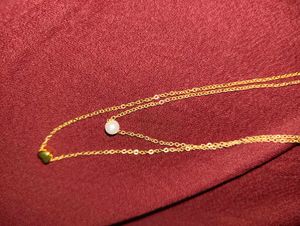Gold Layered Necklace with Pearl and Heart
