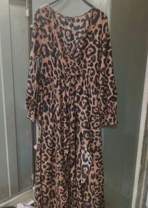 SHEIN L Stylish Leopard Print Midi Dress