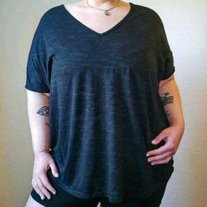 Women's Blue V-Neck Tunic Top