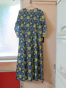 Blue Floral print kurti set with dupatta