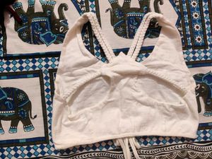 White Crop Halter Top