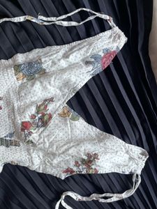 White Floral Smocked Waist Dress