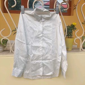 Elegant Shine Satin White Stripped Shirt