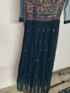 Embellished Teal Anarkali Dress gown