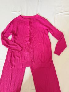 Ribbed Knit Cardigan and Pants Set