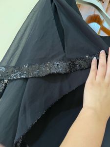 Elegant Black Sequin Overlay Dress