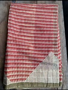 Red Geometric Print Saree