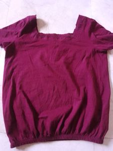 Maroon Square Neck Top