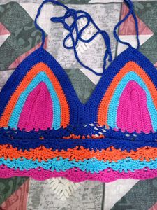 Boho Rainbow Crochet Crop Top