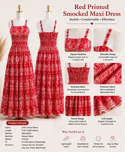 Boho Red Printed Sundress