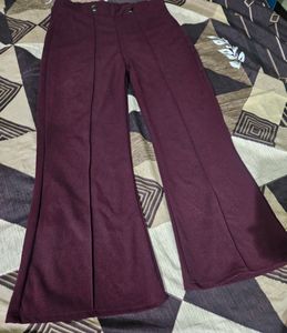 Flared Burgundy Pants For Women