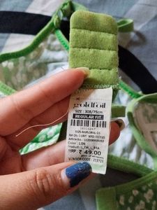 Green Floral Print Bra