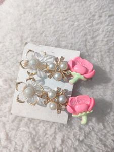 Cute Flower Pearl Drop hair pins