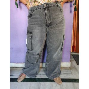 Grey Cargo Jeans for plus size