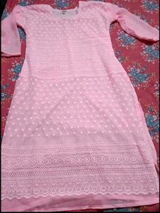 Beautiful Pink Chikankari Kurta