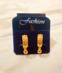 Elegant Gold Tone Hoop Earrings with Crystal Accen