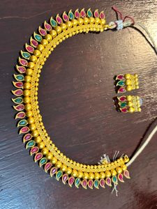 Gold Plated manga Necklace &amp; Earring Set