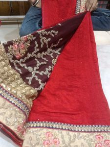Beautiful Red Embroidered Saree