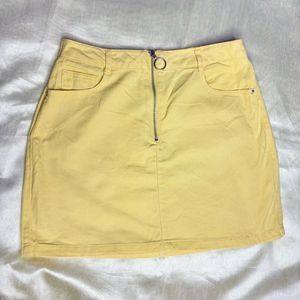 Yellow Mini Skirt with Zipper