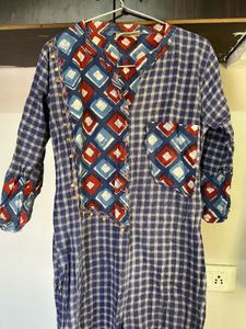 Stylish Blue Checkered Kurti