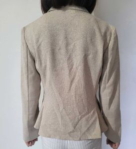 Women's Beige Double-Breasted Blazer
