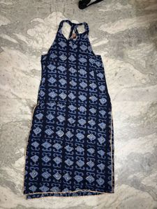 Stylish Blue Printed Sleeveless Dress