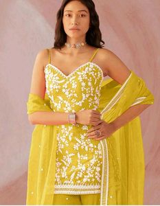 Yellow Embroidered Kurta Set with Dupatta