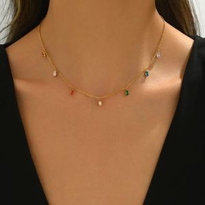 Elegant Gold Chain Necklace with Multicolor Charms