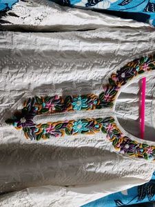 Embroidered White Kurta