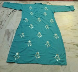 💙Teal Embroidered Kurta