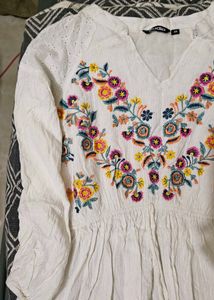 Embroidered White Dress