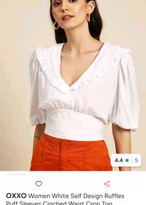 Korean style  White Ruffle Blouse