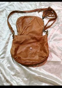 Brown Leather Crossbody Bag with Tassel