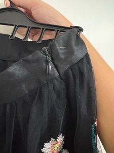 Black Embroidered Tulle Skirt