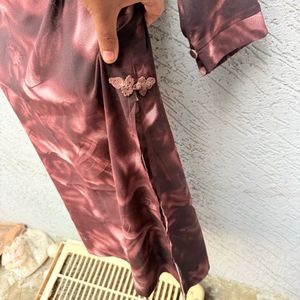 Maroon Tie-Dye Kurta