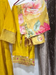 Yellow Embroidered Kurta Set with Dupatta