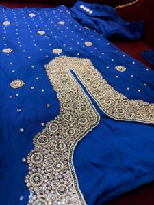 SALE🎉Stone Work Blue Kurta Set