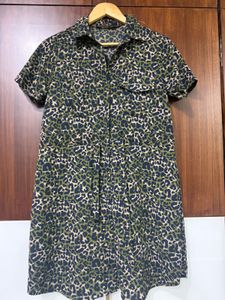 Leopard Print Shirt Dress