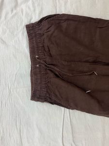 Comfortable Brown Linen Drawstring Pants