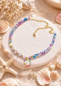 Personalized Unicorn Beaded Necklace