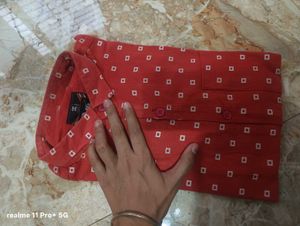 Men's Red Printed Casual Shirt