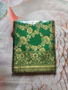 Elegant Green Silk Saree with Gold Weave