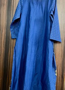 Elegant Blue Kurta with Gold Print