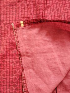 Red Printed Kurta with Yellow Neckline