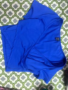 V-Neck Blue Wrap Crop Top